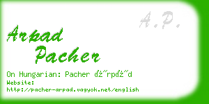 arpad pacher business card